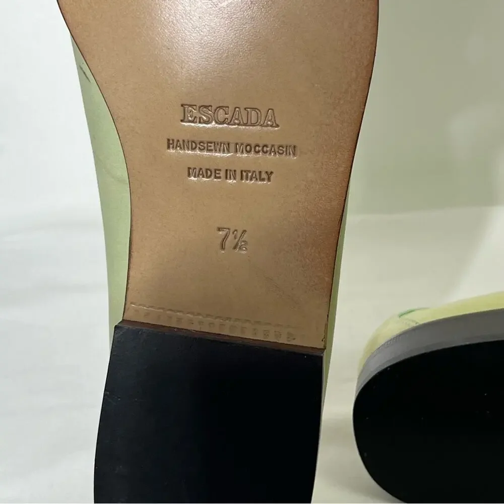 ESCADA Genuine Leather Hand Sewn Moccasin Loafers Size 7.5 - Picture 10 of 11